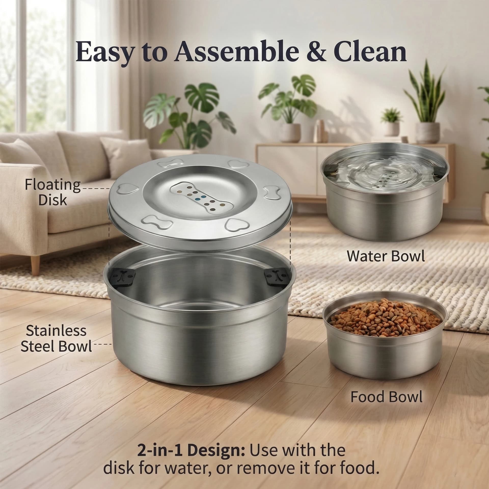 Stainless Steel Slow Pet Water Bowl