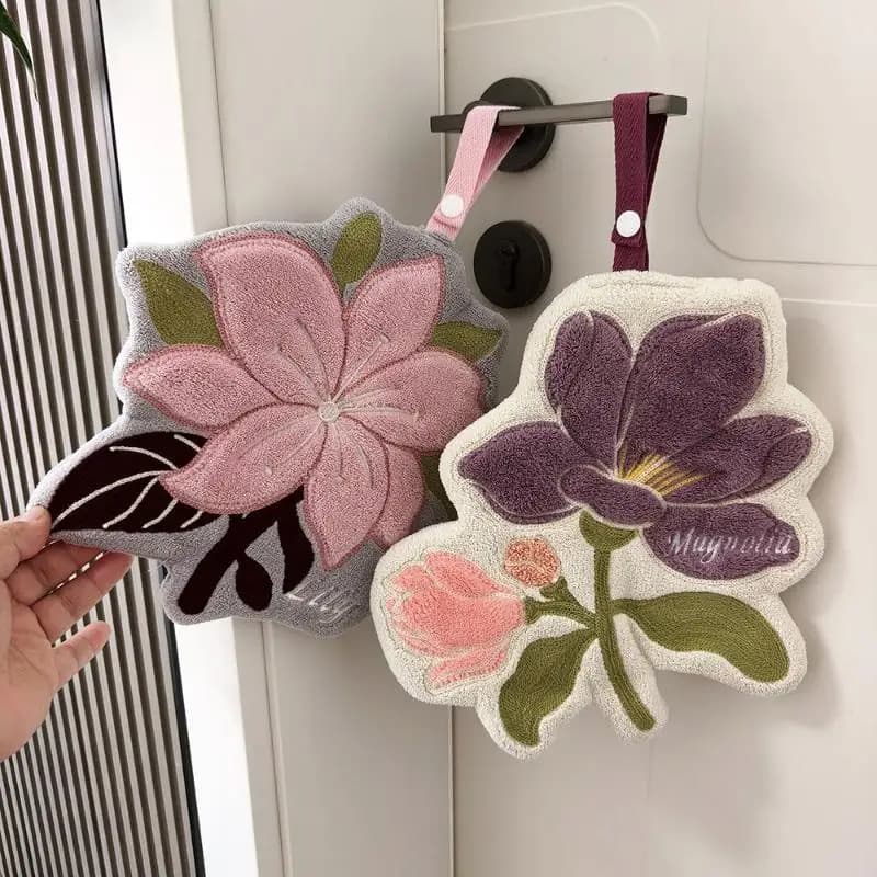 Microfiber Hand Towel with Floral Design