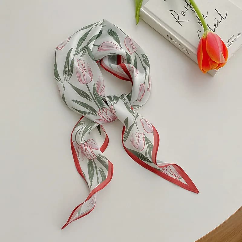 Watercolor Floral Satin Hair Scarf