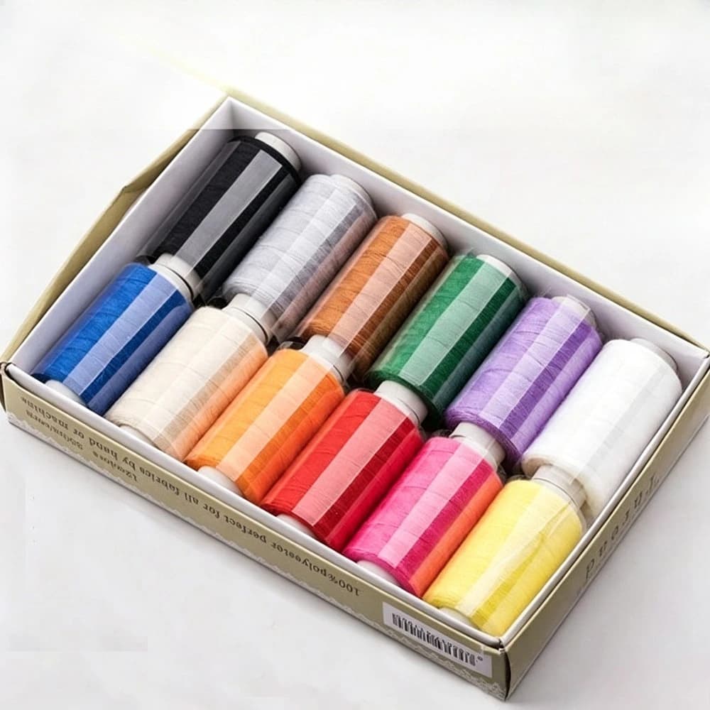 12 Color Polyester Sewing Thread Set