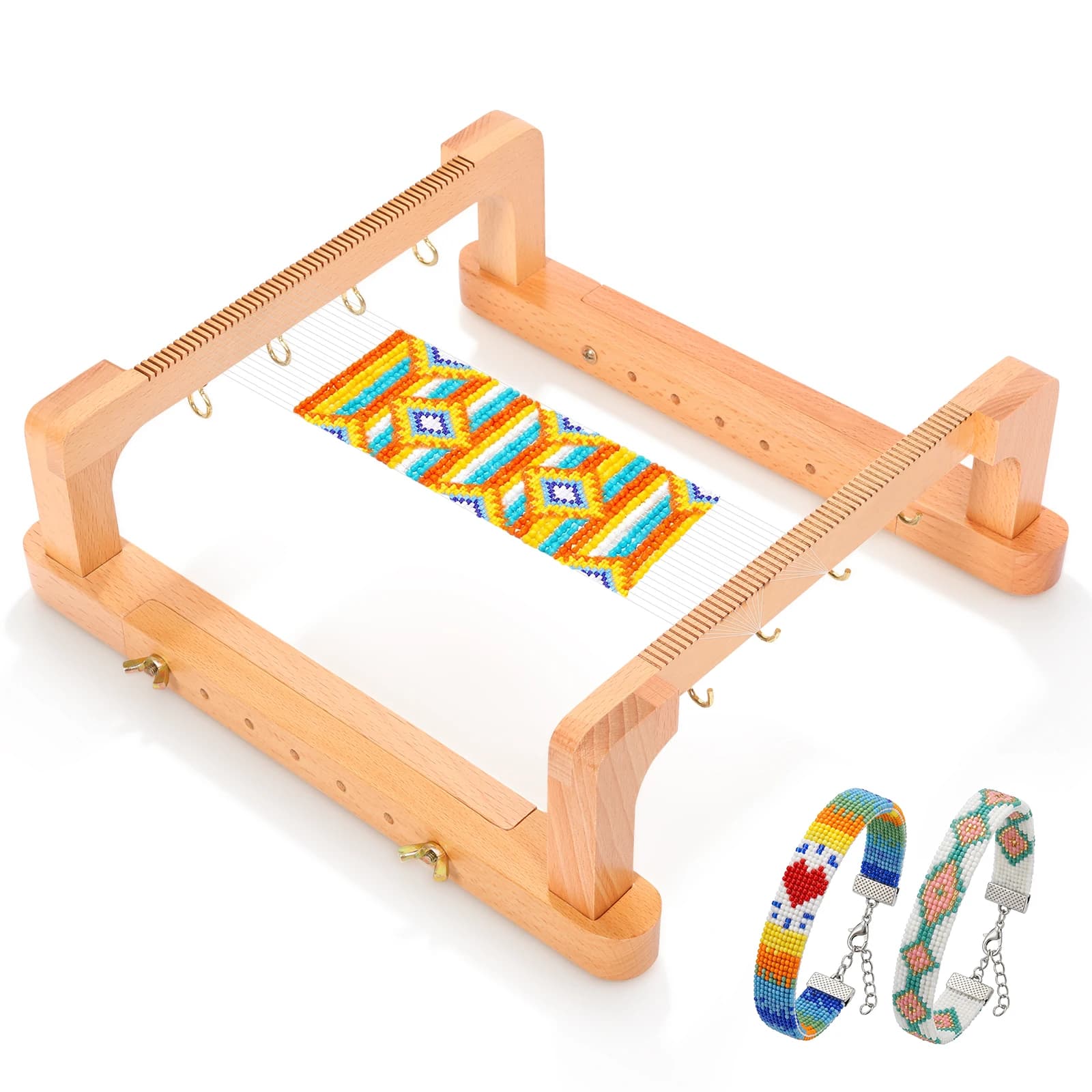 Adjustable Wood Bead Loom for Jewelry Making