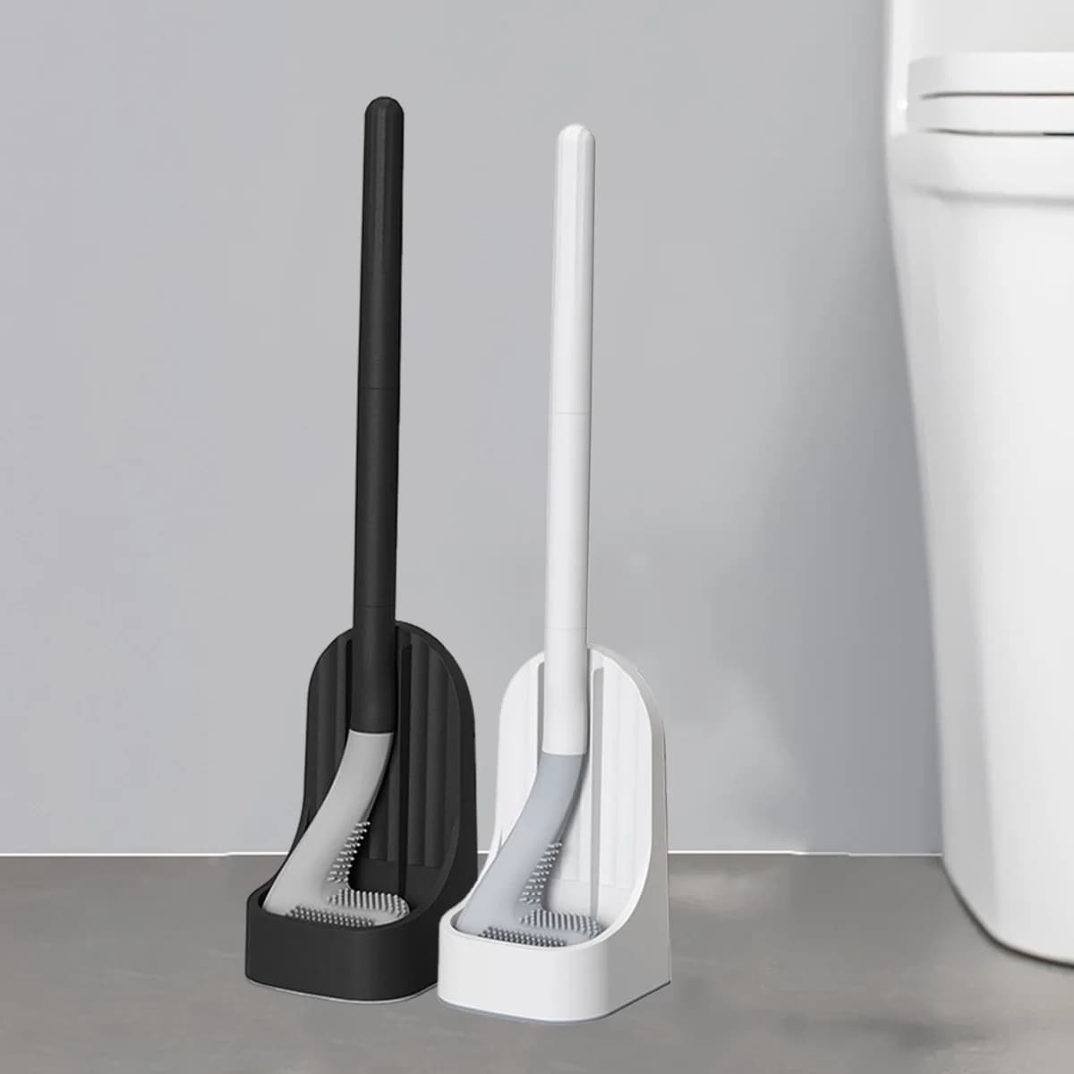 Wall-Mounted Toilet Brush with Quick-Drain Base