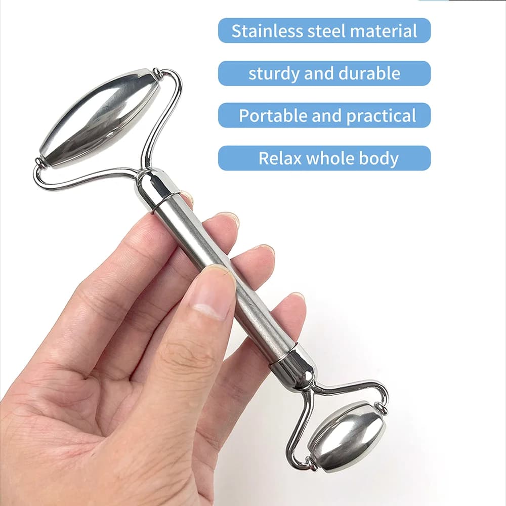 1pc Stainless Steel Facial Roller, Made of 304 Stainless Steel, Double-Headed Design, Facial Massage Tool