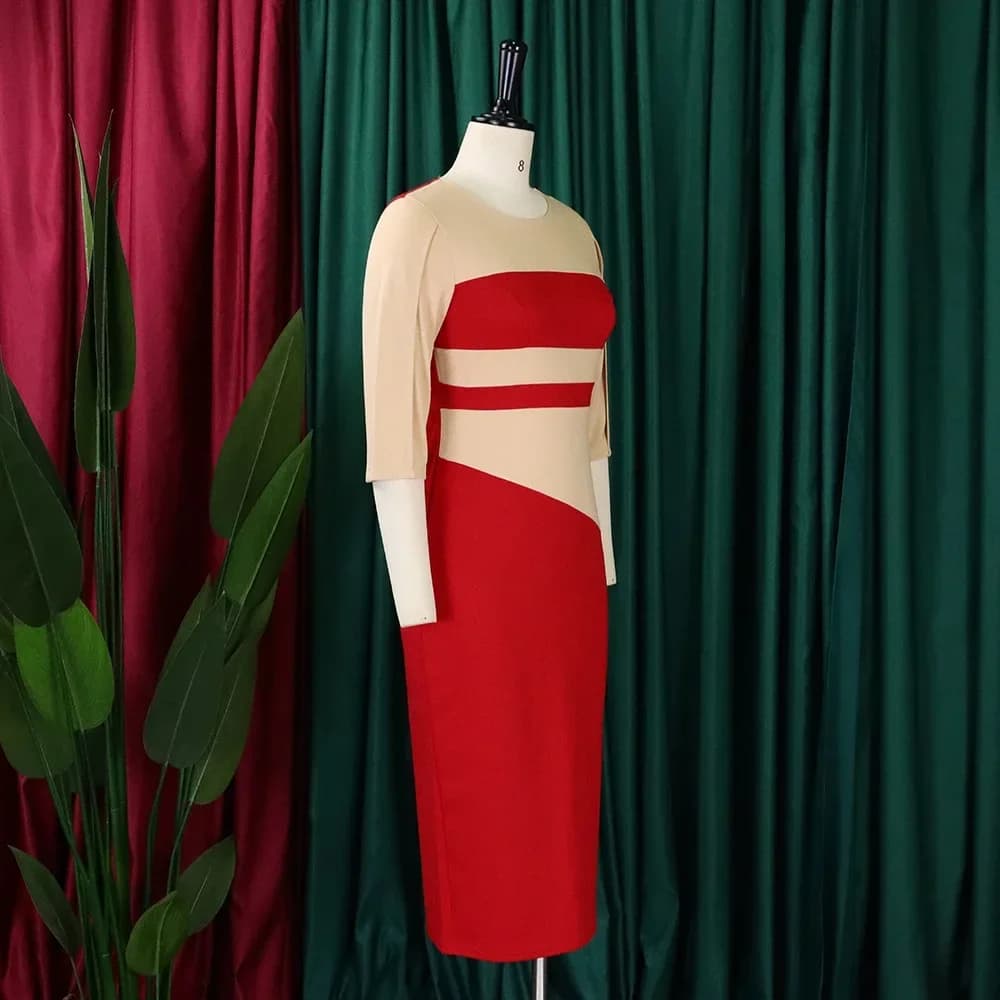 Women's Professional Sheath Dress with Patchwork