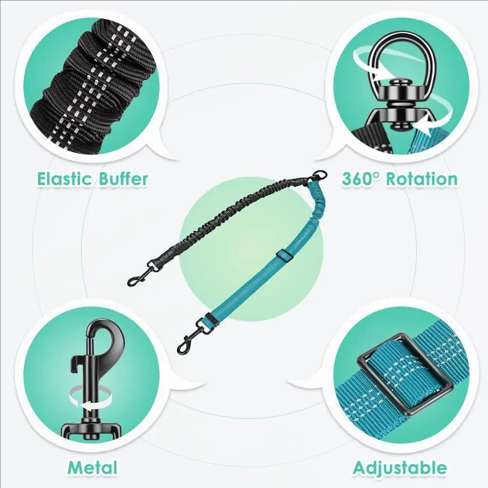 Double Dog Leash with Elastic Training Rope