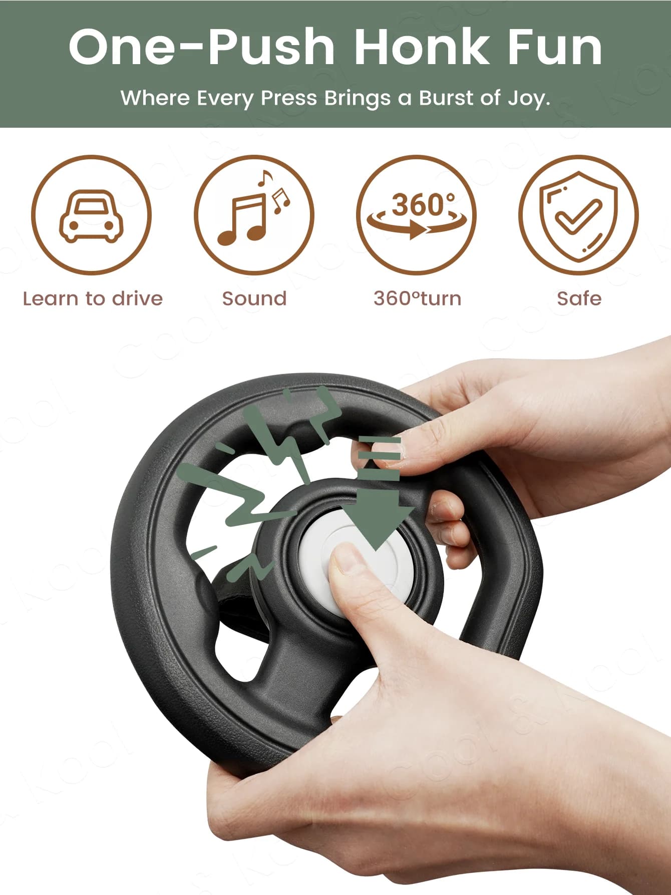 Stroller Steering Wheel with 360° Rotation