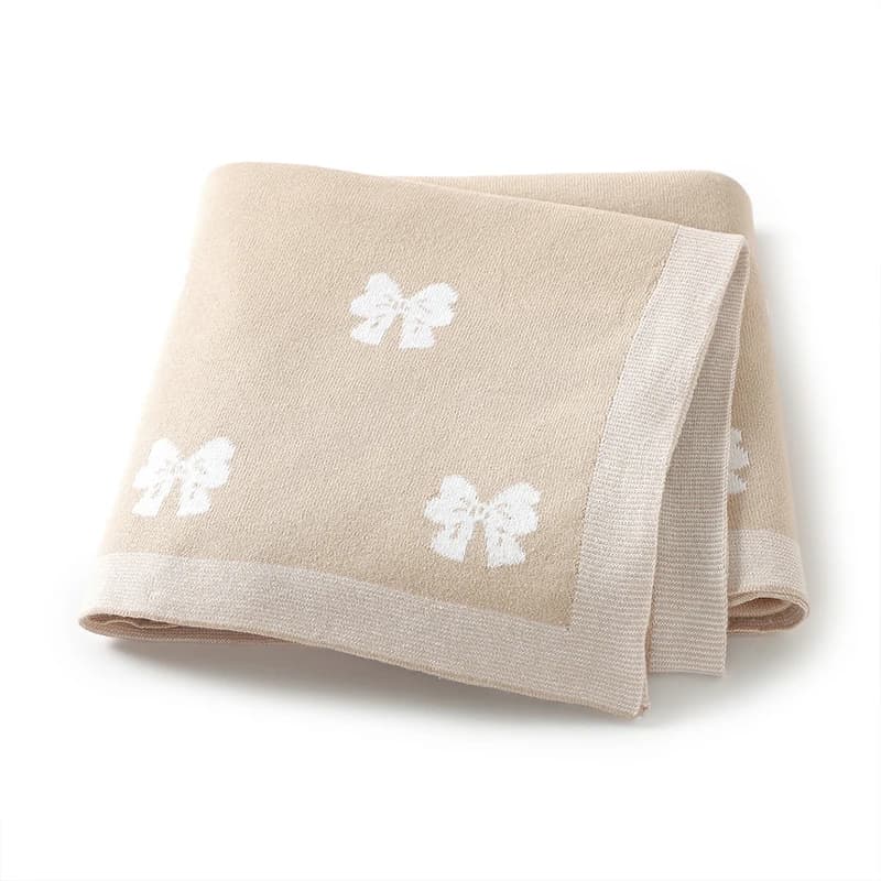 Baby Blankets Cotton Knit Newborn Girl Boy Crib Quilt Bedding 90*70CM Fashion Cute Bow Stroller Swaddling Super Soft Cover Plaid