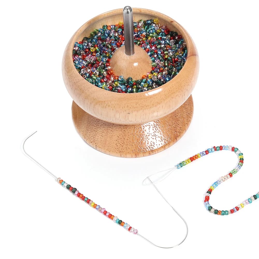 Wooden Spin Beading Tools Storage Bowl Kit