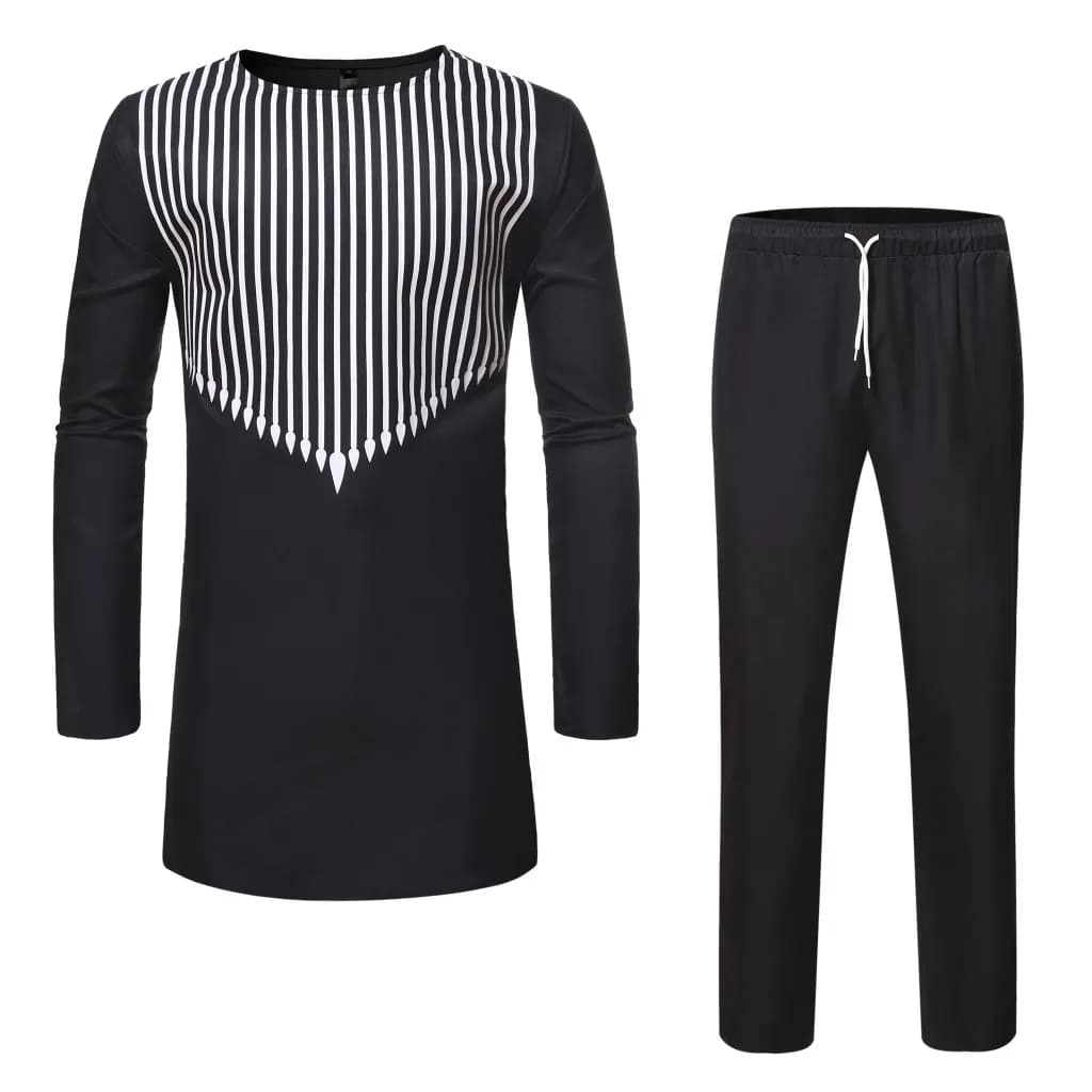 African Striped Two Piece Set Shirt and Pants