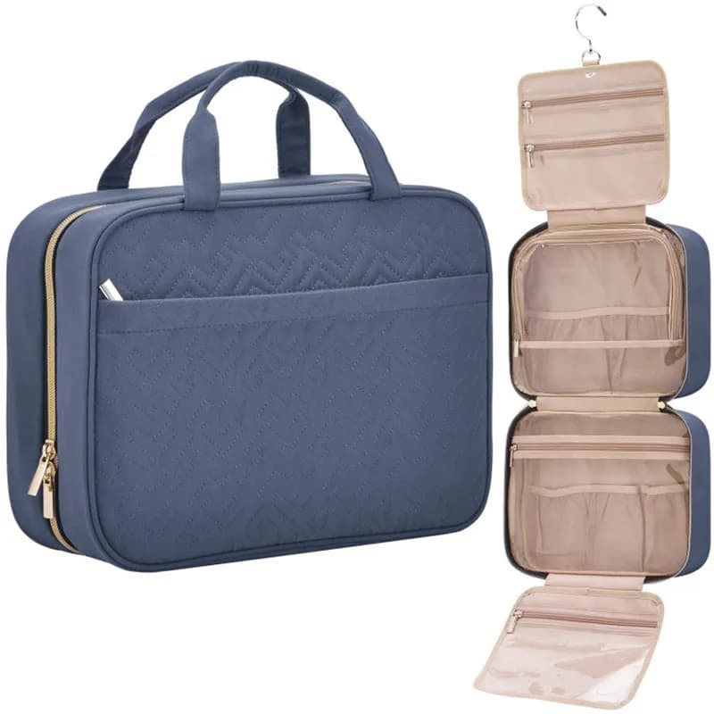 Toiletry Bag Travel Bag with Hanging Hook, Water-resistant Makeup Cosmetic Bag Travel Organizer for Accessories, Shampoo,