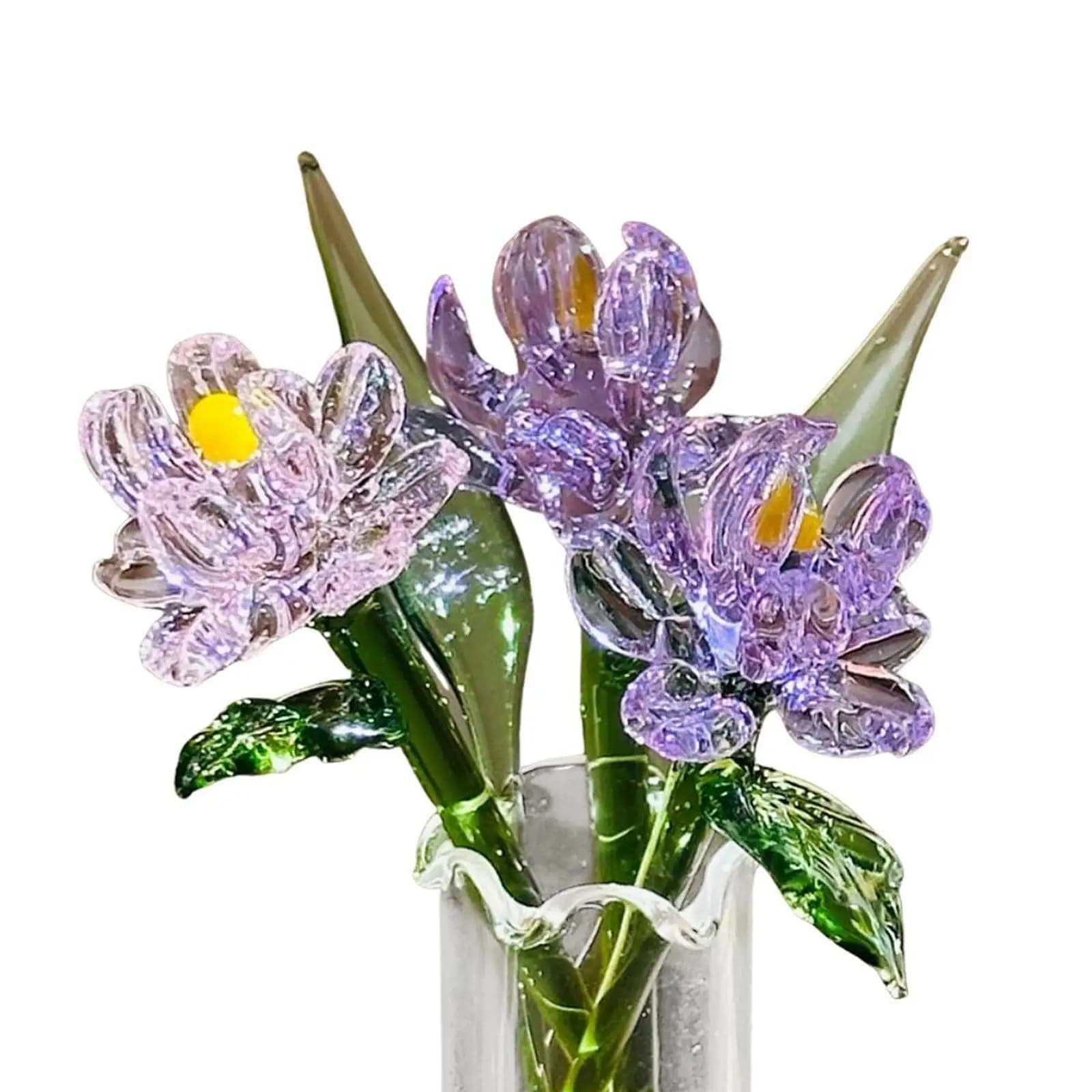 Glass Flowers Figurine with Vase