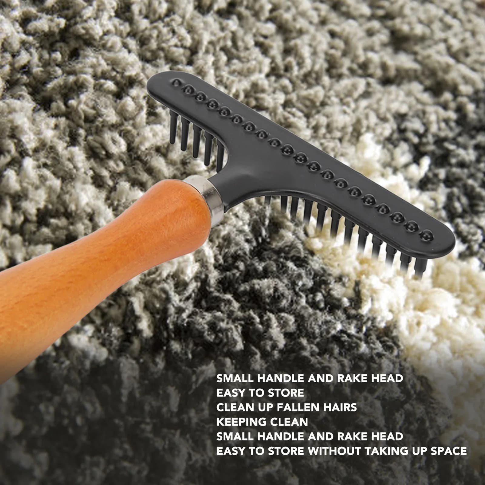 Pet Grooming Rake with Wooden Handle