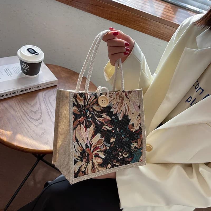 Portable Linen Hand Bag Women
