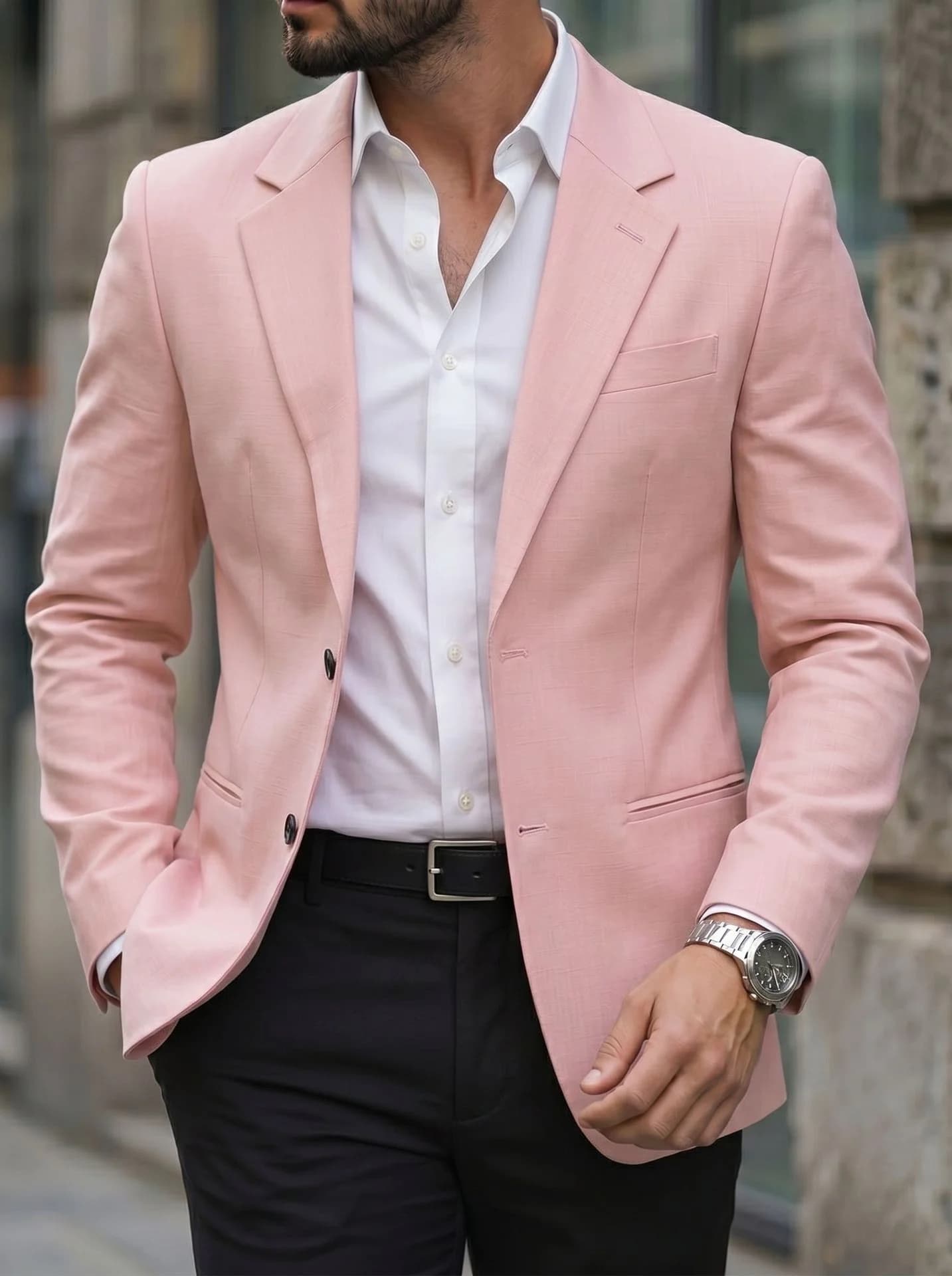 Men's Slim Fit Solid Color Blazer