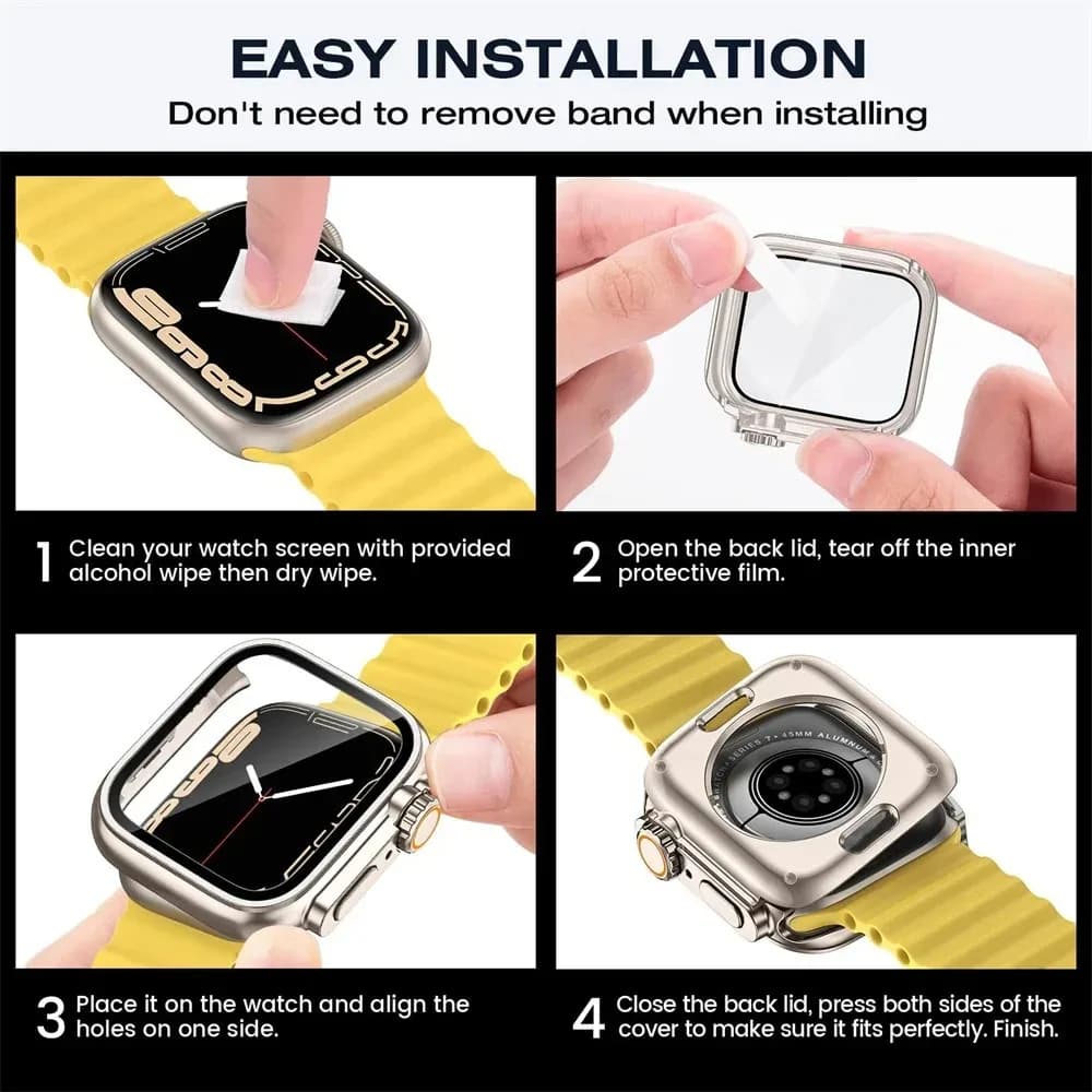 Screen Protector for Apple Watch Case 46mm 45mm 44mm 40mm 41mm 42mm Change To Ultra Hard Cover for iWatch 11 10 9 8 7 6 5 4 SE