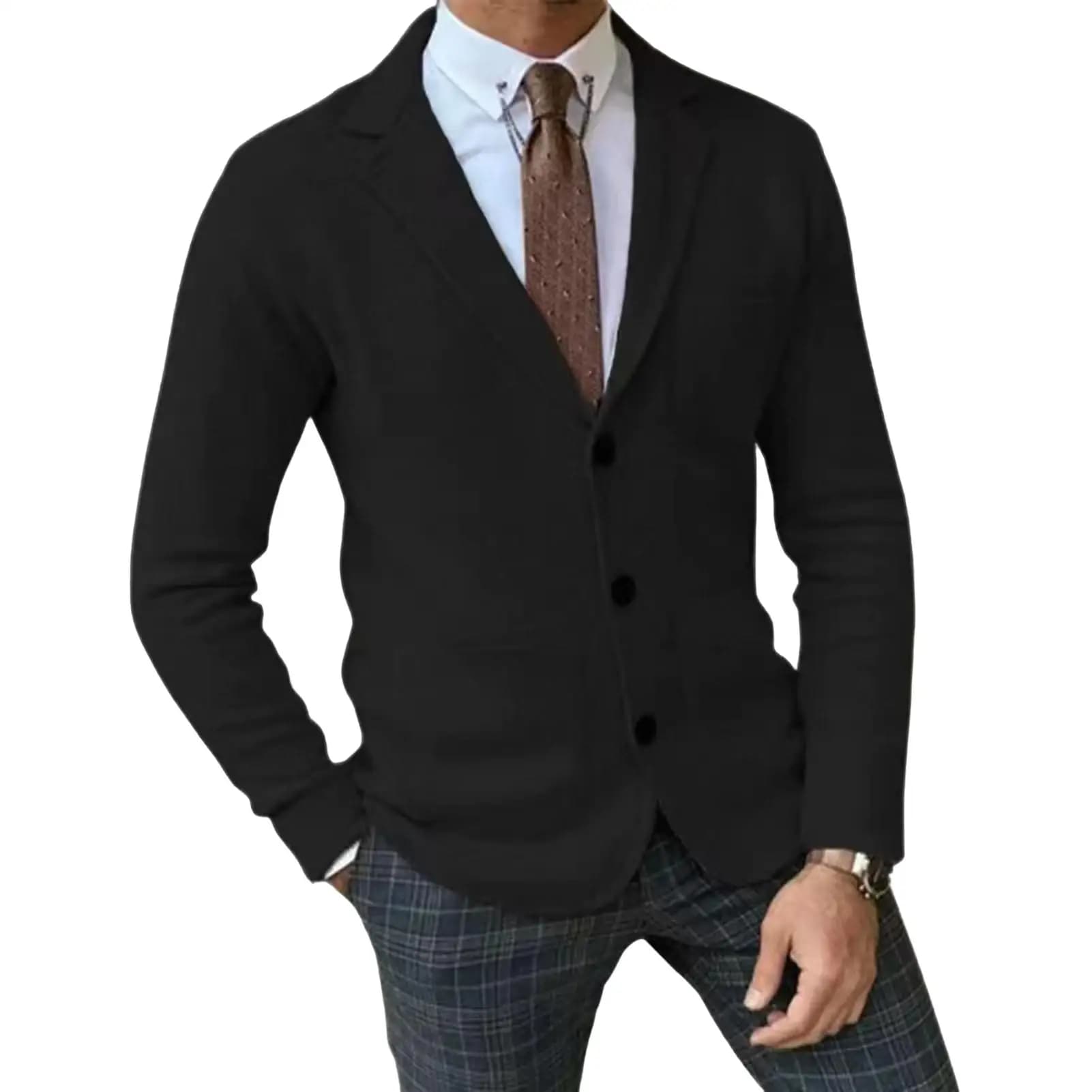 Men's Single-Breasted Solid Color Blazer