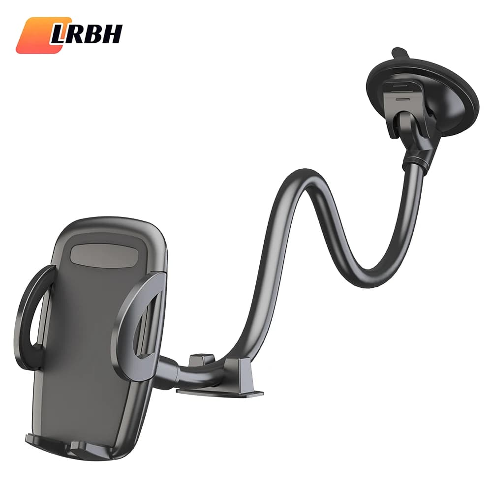 Solid Car Truck Phone Mount Holder with 11.8-Inch Gooseneck Long Arm Anti-Shake Stabilizer Compatible All Cell Phones iPhone