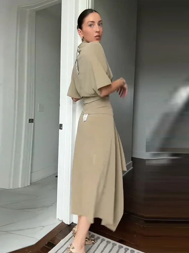 Batwing Sleeve Top and Maxi Skirt Set