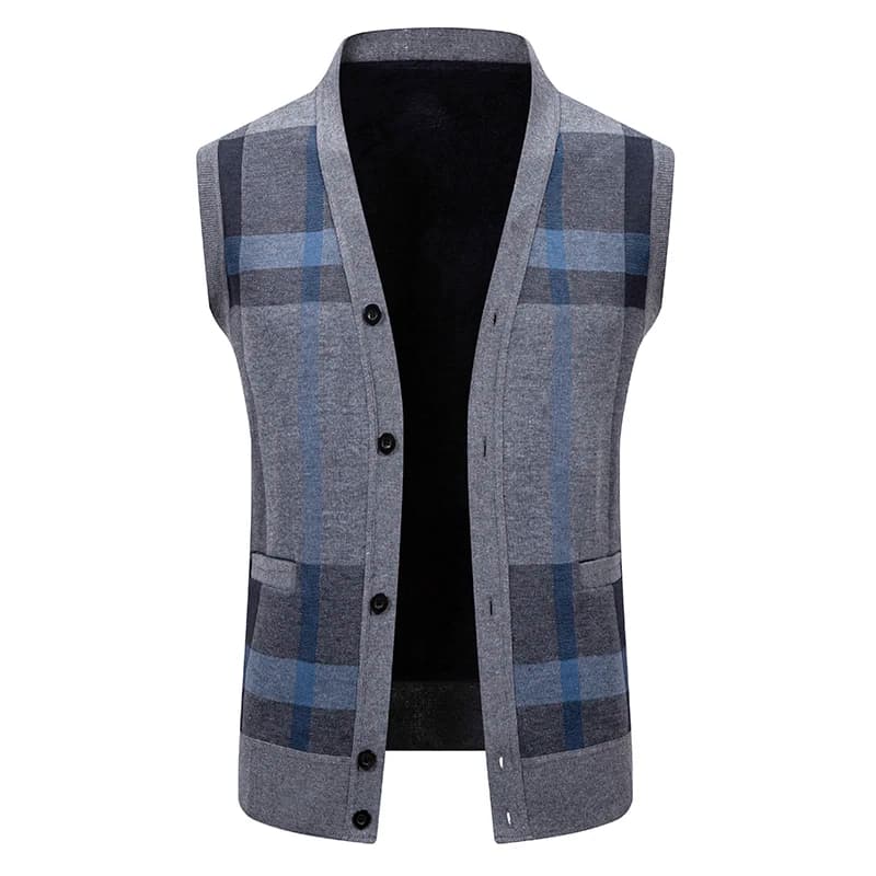 Mens Fleece Knit Button Front Vest
