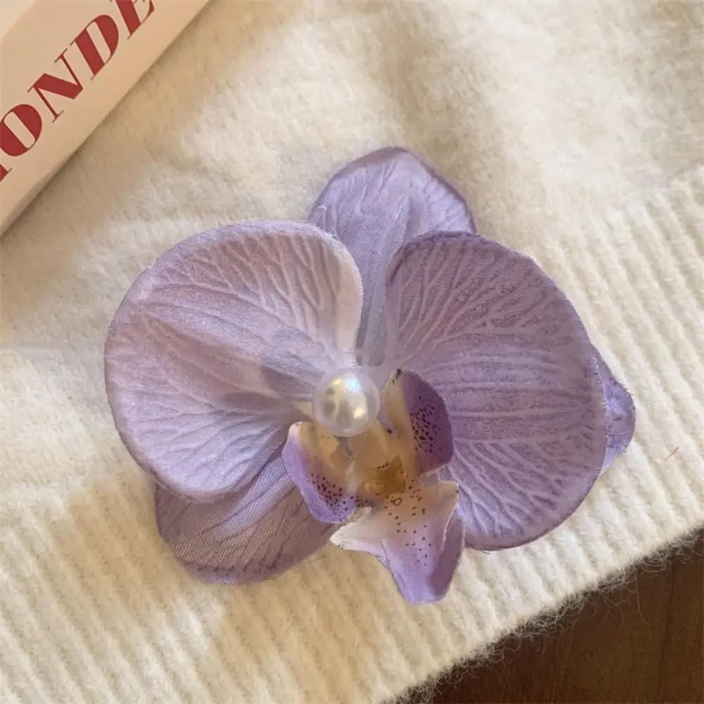Hair Accessories Flower Hair Clip Pink Orchid Headdress Orchid Hairpin Hair Ornament Side Barrettes Bohemia Barrettes Bridal