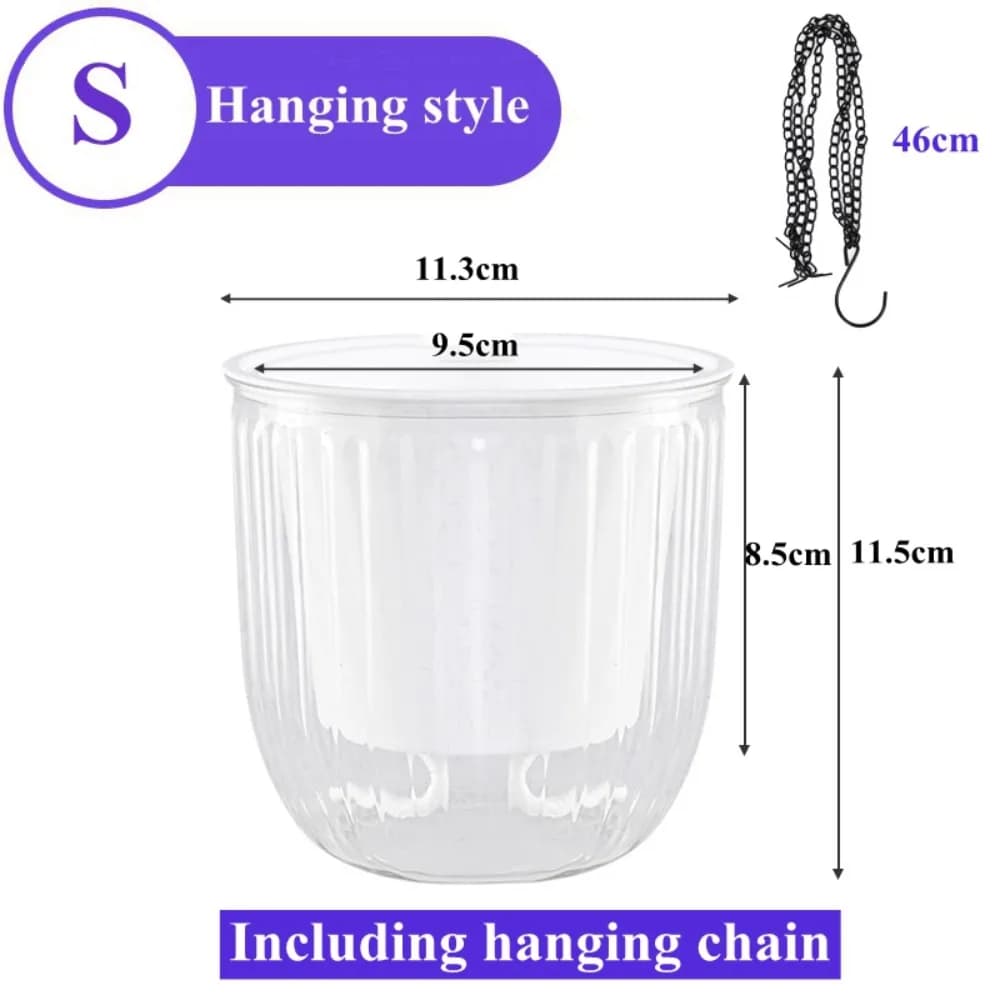 Garden Decoration Self-watering Flower Pot Plant with Drainage Holes Hanging Flower Pots with Chain Lazy Planter Home Decor
