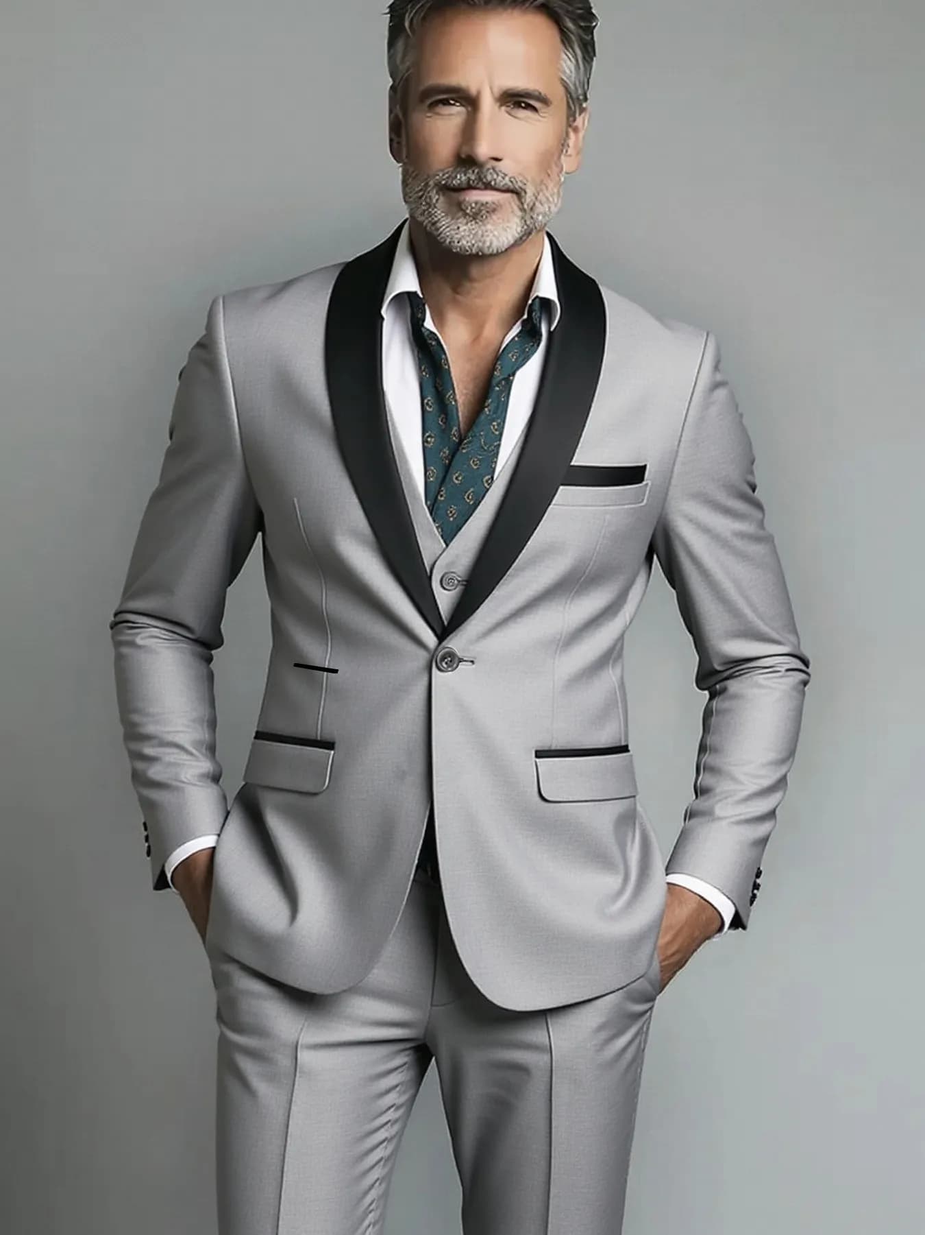 Men's Solid Color Three-Piece Formal Suit