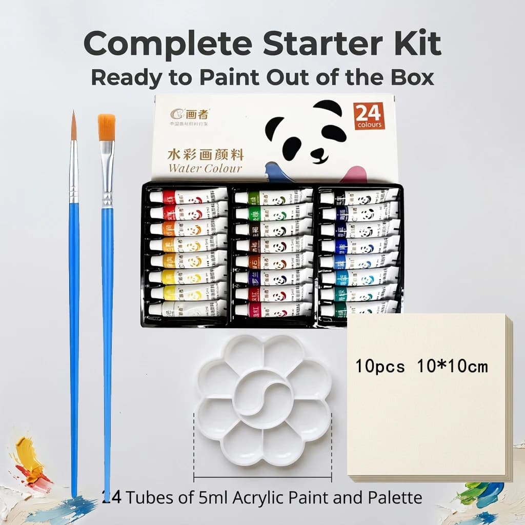 Watercolor Paint Set With Palette and Paper