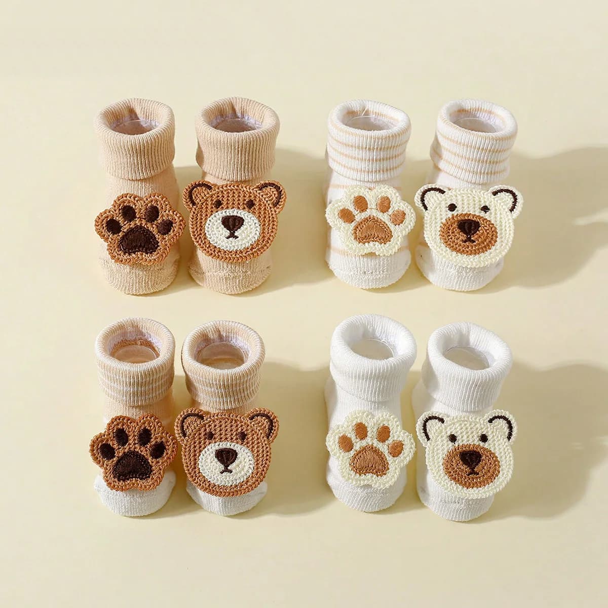 Baby Cute Cartoon Bear Socks 4-Pack
