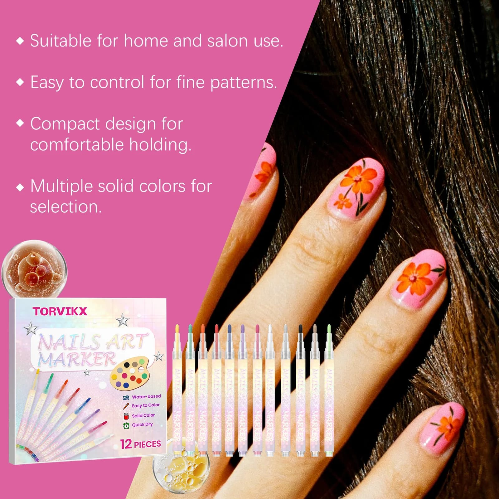 Nail Art Pen DIY Painting Fine Tip Long Lasting Color Smooth Drawing Water Based Waterproof Quick Dry Professional Beginner