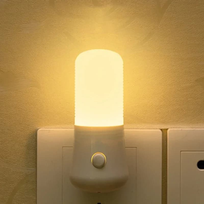 LED Night Light  White EU /USPush Button Switch Wall Socket Lamp Bedroom Bedside Lamp Baby Room Corridor Home Decor Night Lights