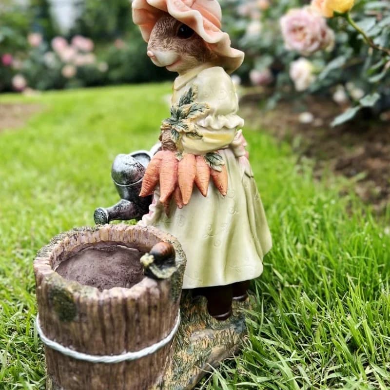 Rabbit Ceramic Flowerpot with Drainage Hole
