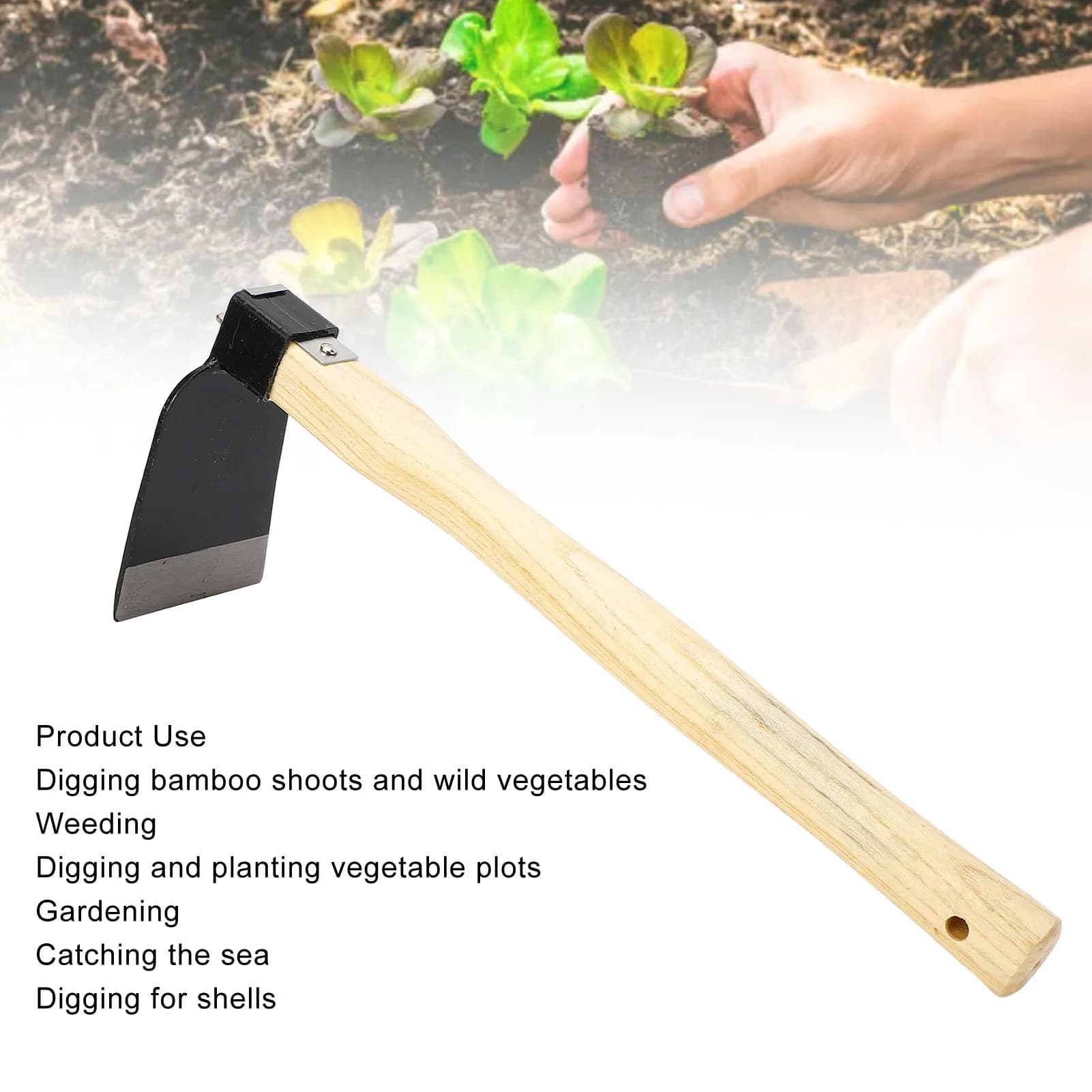 Ergonomic Garden Hand Hoe with Wooden Handle