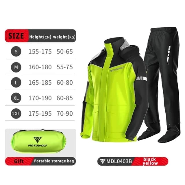 Motorcycle Split Waterproof Rainsuit with Accessories