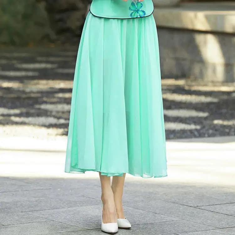 Embroidered Qipao Cheongsam Top with Pants Set