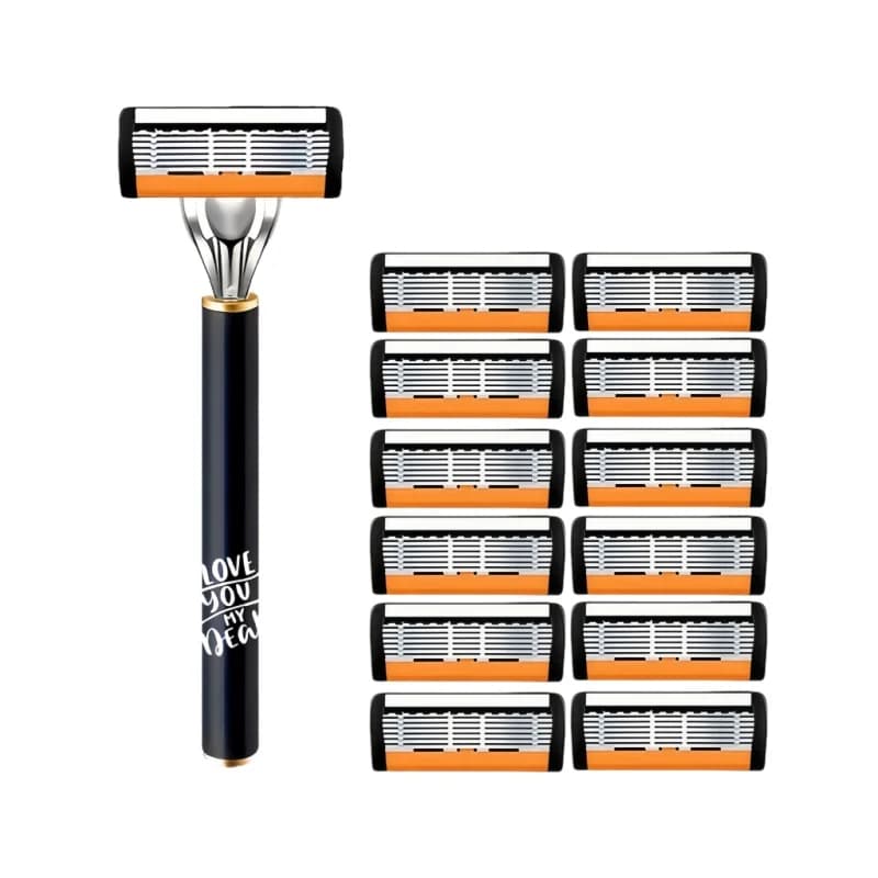 6-Blade Manual Razor with Non-Slip Grip