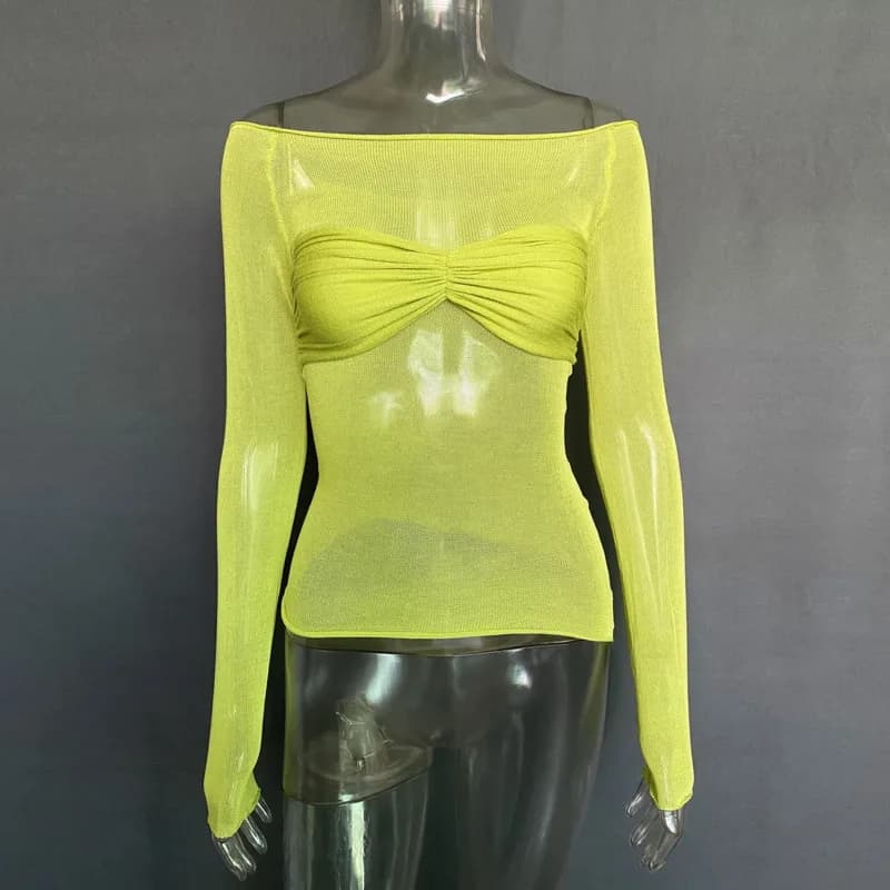 Off-Shoulder Long Sleeve Ruched Blouse