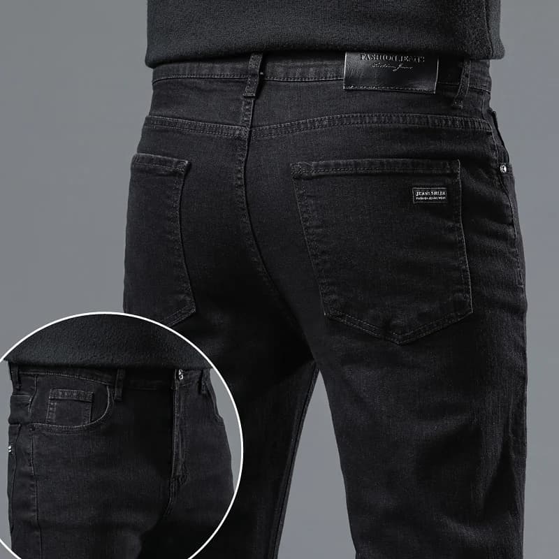 Men's Black Straight-Fit Denim Jeans