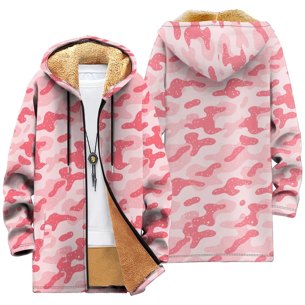 Camouflage Fleece-Lined Hooded Jacket