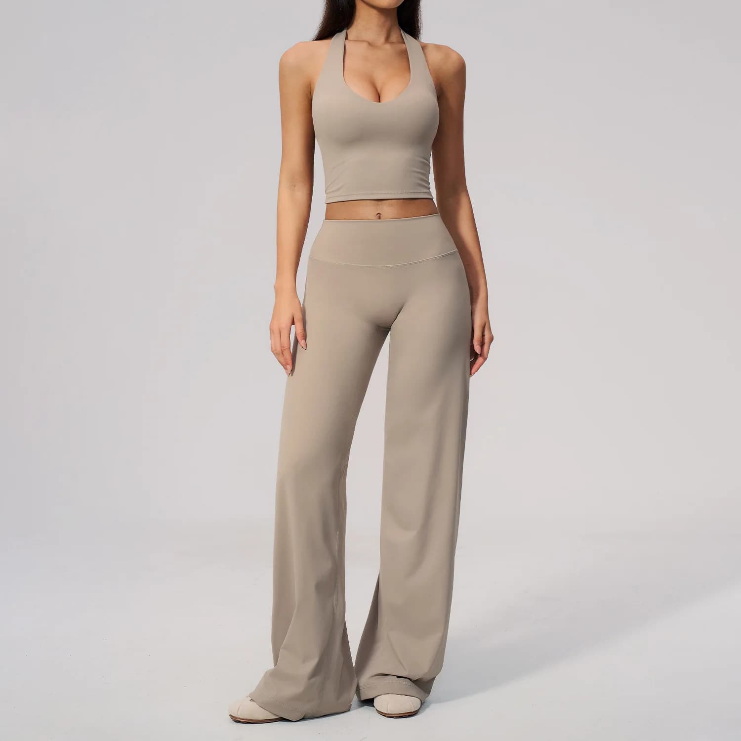 Yoga Set With Halter Neck Beautiful Back V Slim Fit Women's Gym Outfit Outdoor Running Training Fitness Leggings Two-piece Set
