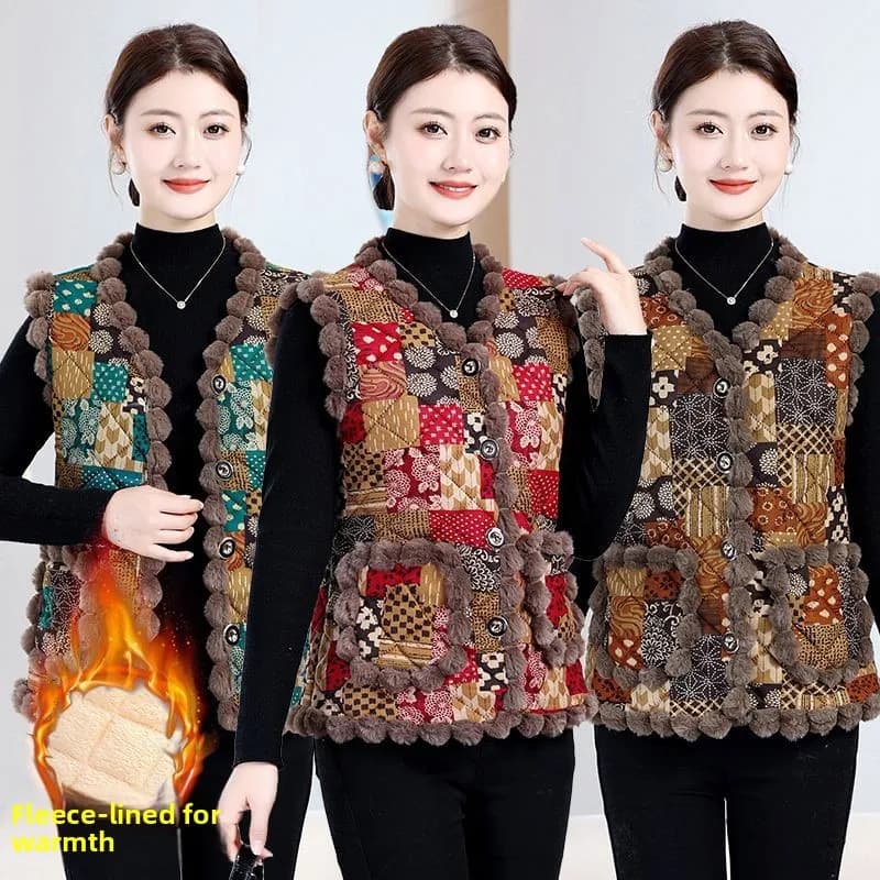 Check Pattern Fleece Warm Vest
