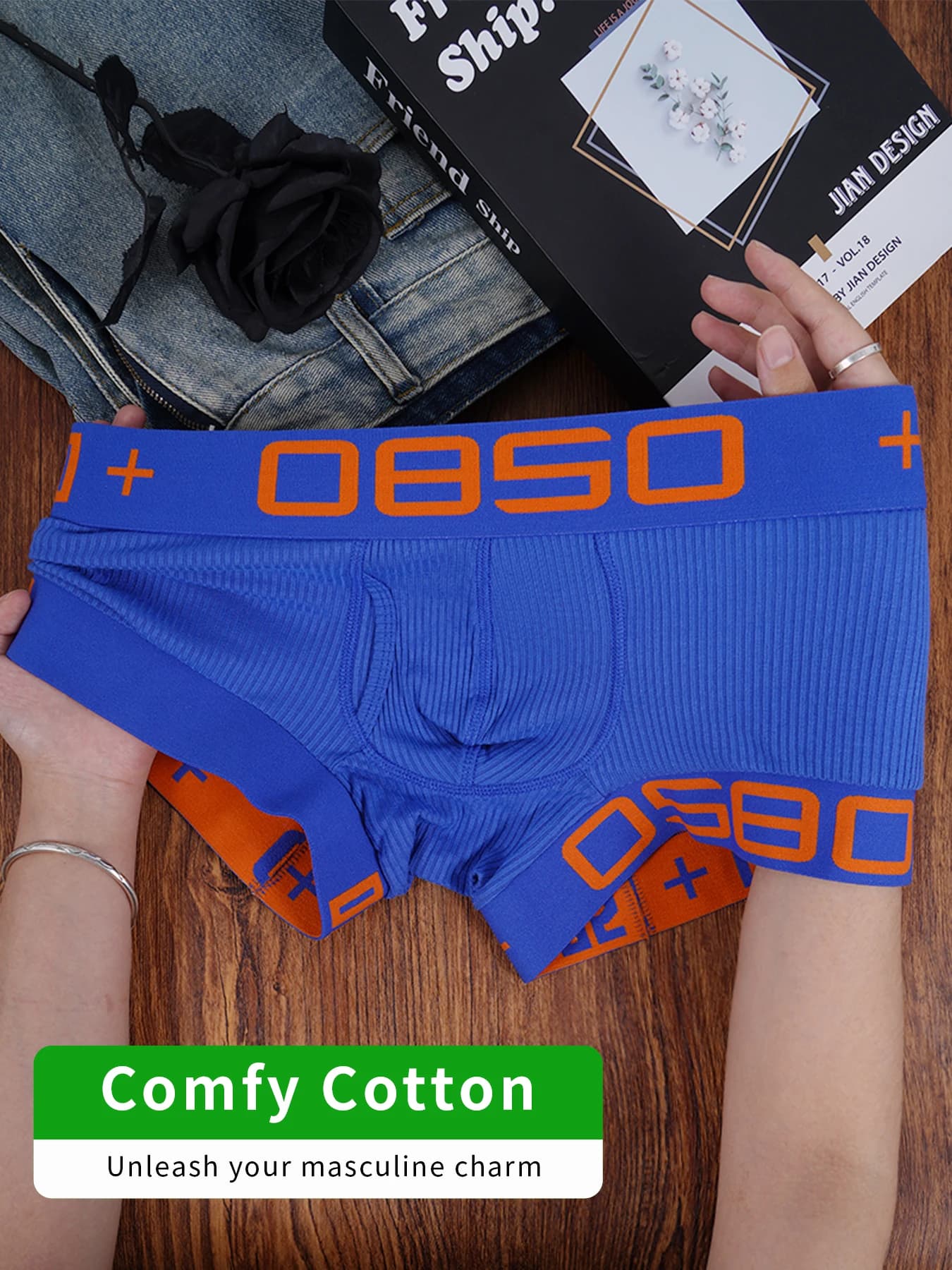Men's Ribbed Boxer Briefs Digital Print Low Rise Stretch Soft Breathable Underwear Single & Multiple Optional