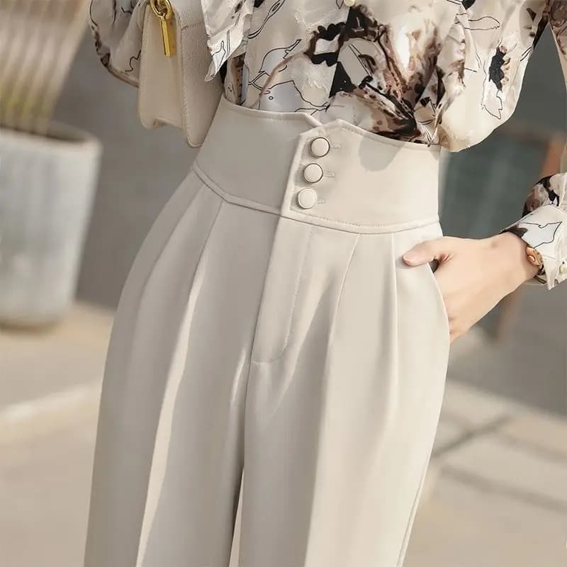 Black High-Waisted Wide-Leg Cropped Harem Trousers
