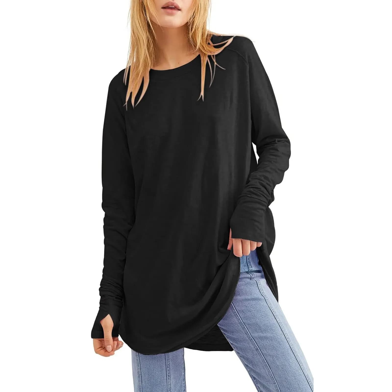 Women's Loose Long Sleeve Round Neck Top