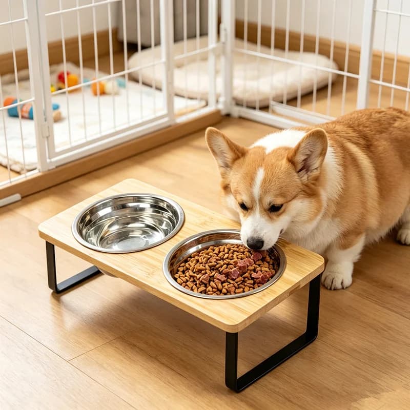 Elevated Pet Feeder with Tilted Stainless Steel Bowls