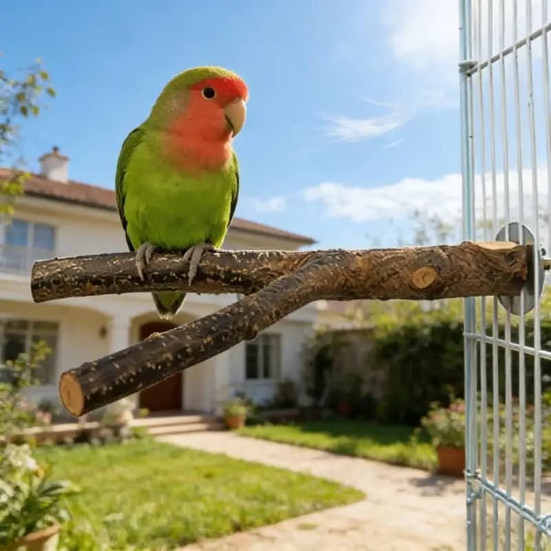 Natural Wood Forked Bird Perch Stand