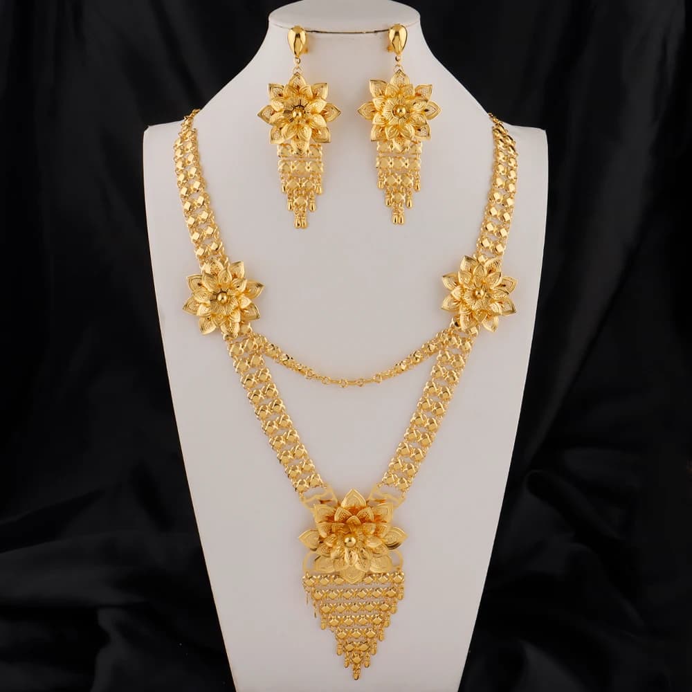 Middle East Jewelry Set Luxury Jewelry Sets Gold Plated Jewelry Tassel Necklace and Earrings Jewellery Set Wholesale