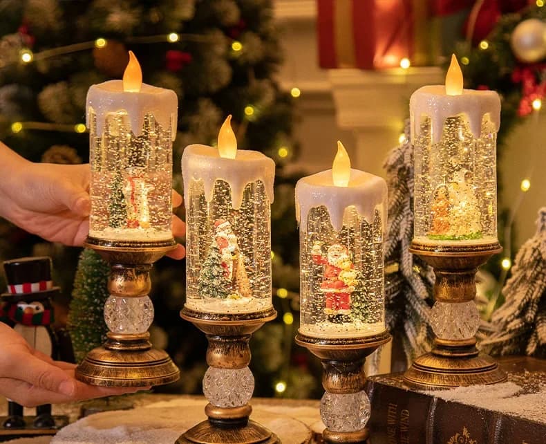 Christmas Crystal Snow Light Candle with Music