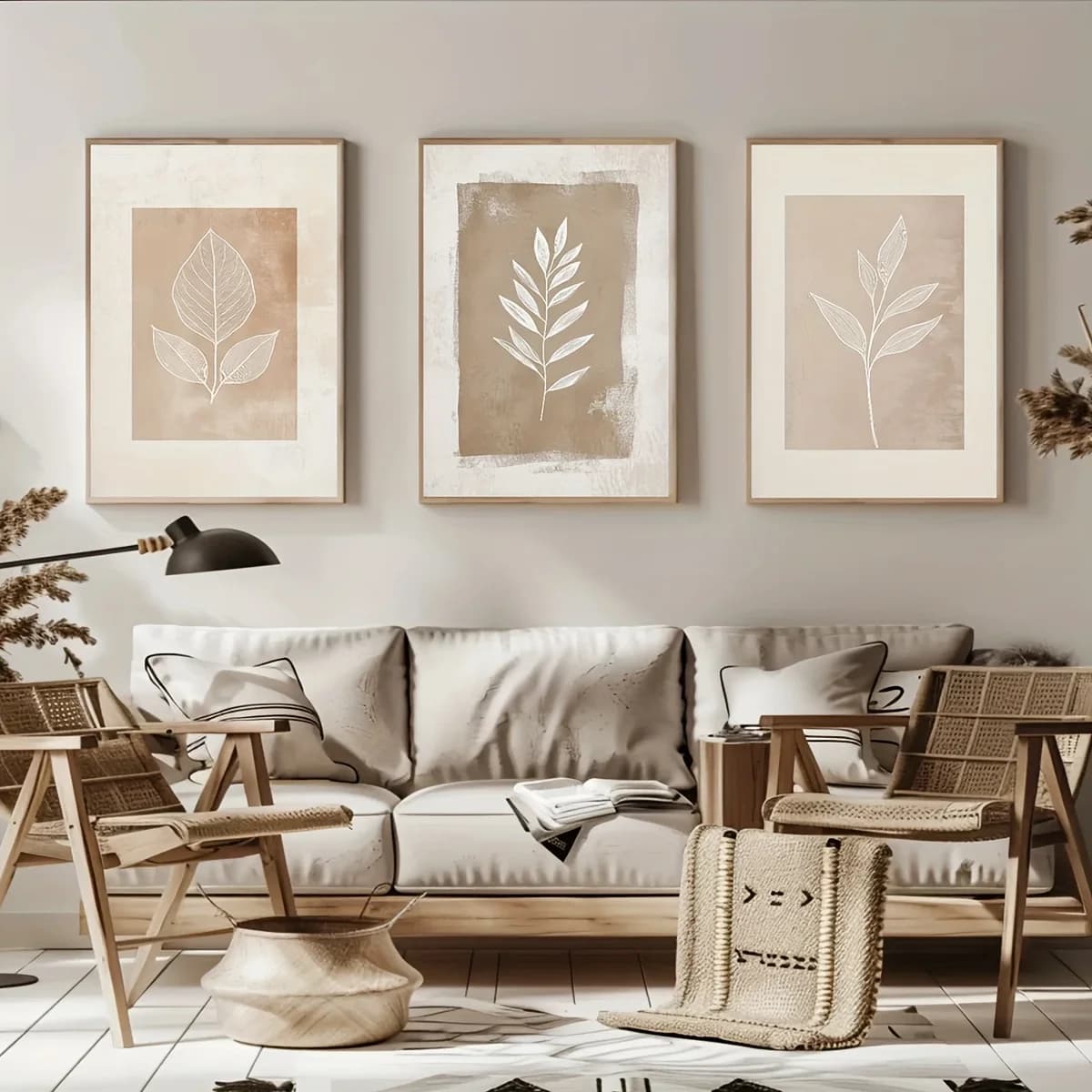 Minimalist Boho Fern Canvas Posters Set of 3