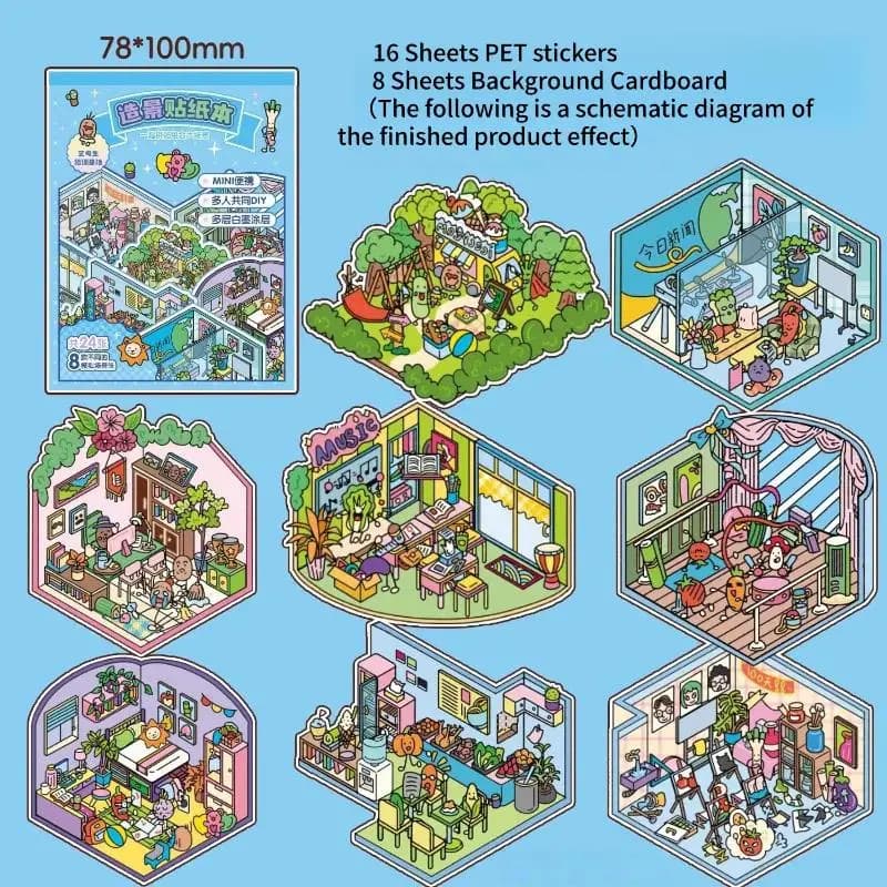 Kids Room Decor 3D Cute Cartoon Landscaping Stickers Perfect for Wall Art