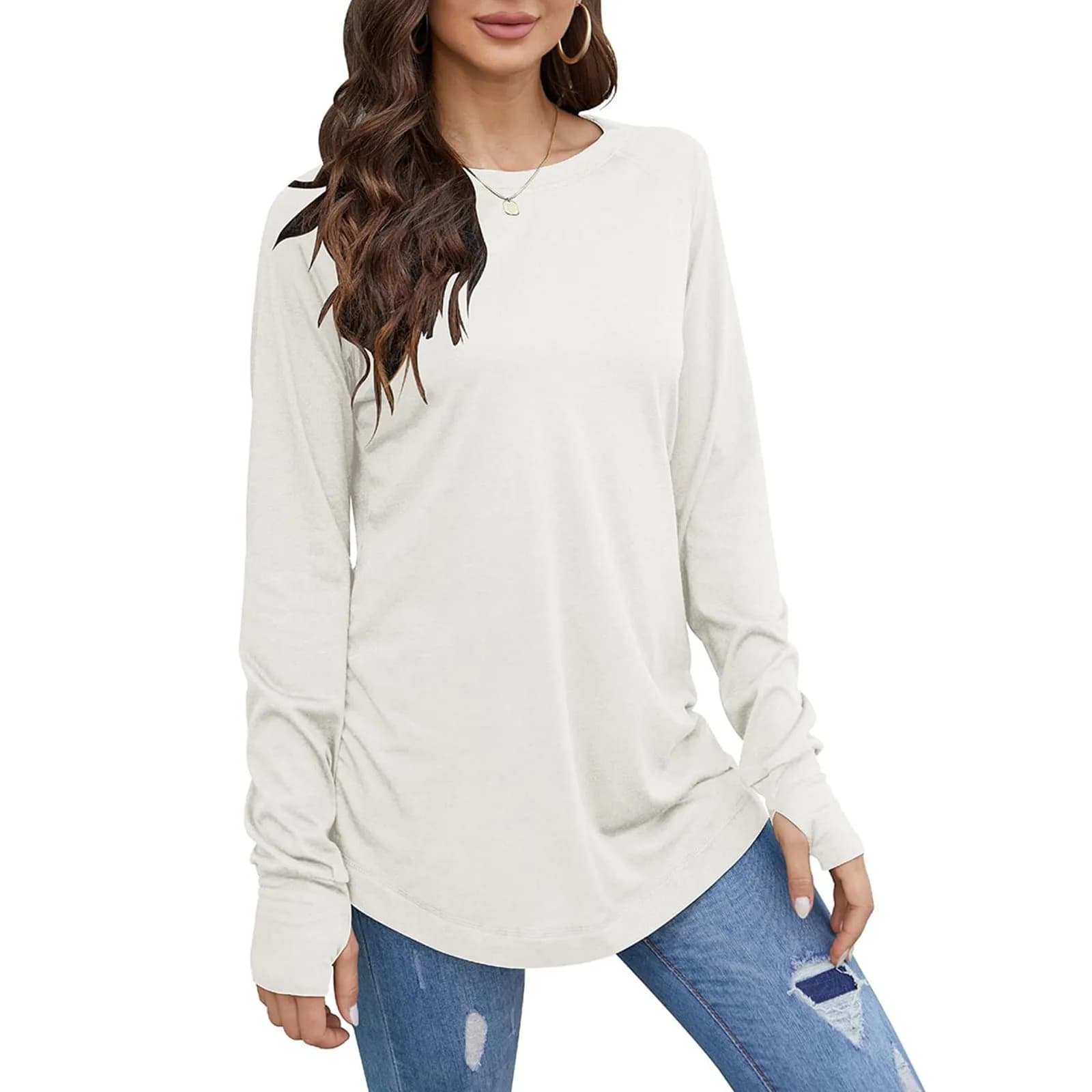 Women's Loose Long Sleeve Round Neck Top